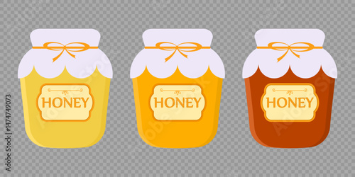 Set of honey jars. Dark and light  honey