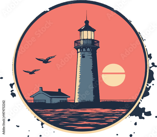 Coastal Lighthouse Beacon Amidst Crashing Waves