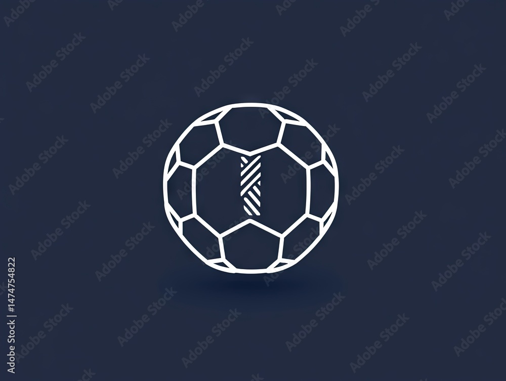 Obraz premium Flat Soccer Ball with Tie-Shaped Panel in Monochrome – A Centered Minimal Design with Room for Branding or Messaging