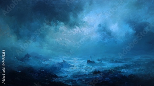 deep sea gradually darkening dark blue tones, blurred light and shadows, objects moving underwater dimming light, blurred shadows, subtle movement distant coral reefs, dappled sunlight