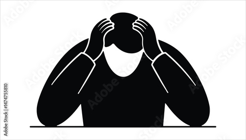 Person Feeling Overwhelmed with Head in Hands Silhouette

