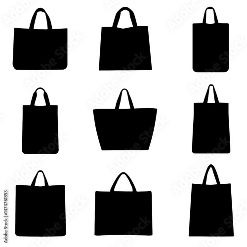 Black and white sillhouette of a fashion bag isolated white background