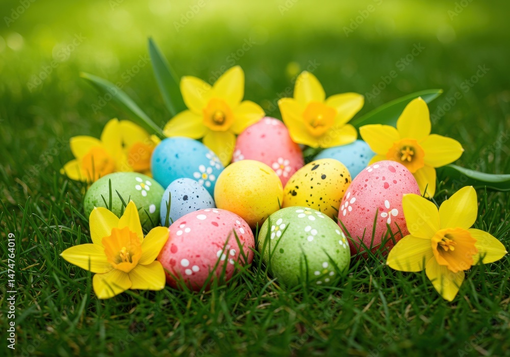Fototapeta premium easter eggs in grass