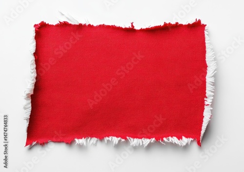 Wallpaper Mural Red fabric patch with torn edges.  A vivid red fabric piece, roughly rectangular, with uneven, frayed edges Torontodigital.ca