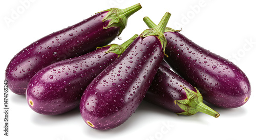 Wallpaper Mural Collection of eggplants (berinjela) with smooth purple skin and water droplets, isolated on white background Torontodigital.ca