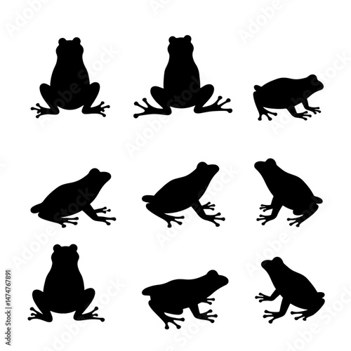 frog silhouette vector sticker pack
