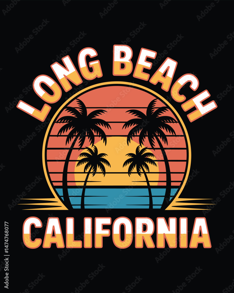 Naklejka premium Tropical beach background, Summer Beach T-Shirt Design Vector illustration 