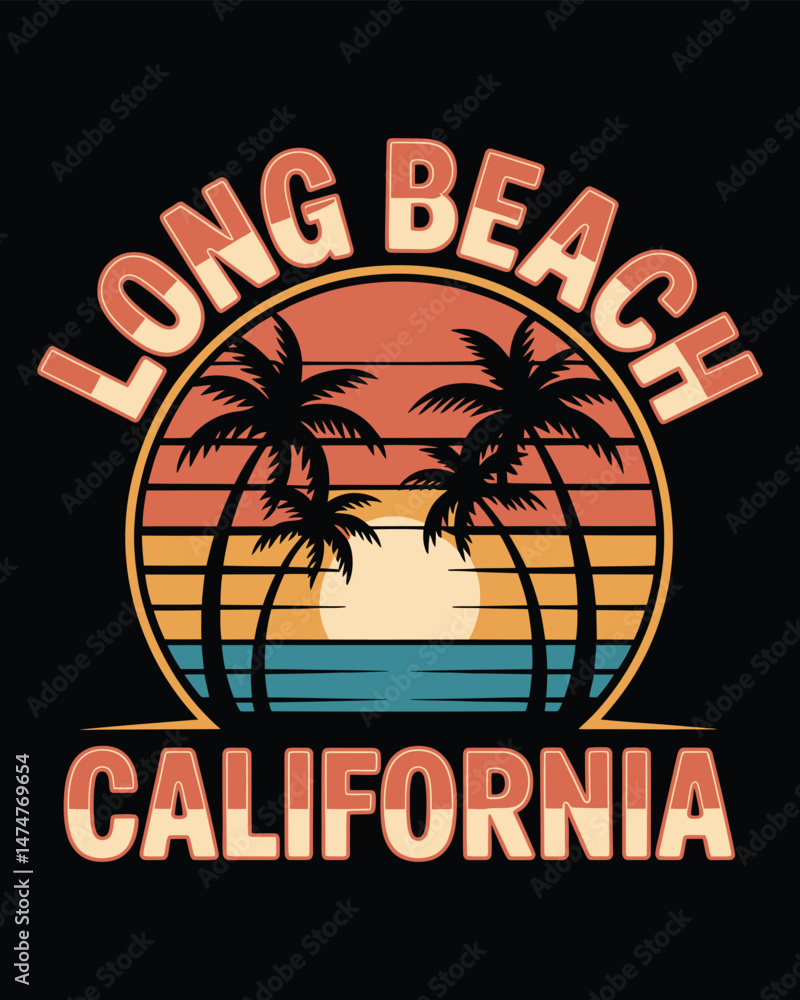 Naklejka premium A tropical island with palm trees vector T-Shirt Design