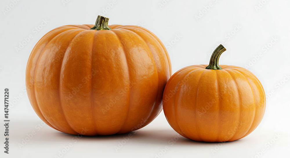 Obraz premium 2 pumpkins with studio lighting isolated on a white background