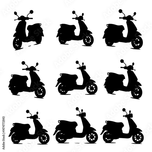 Set of Scooter illustration on white background, Scooter bundle design