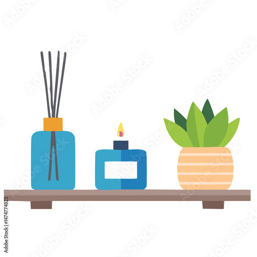 Aromatherapy with Essential Oils and Diffuser Vector