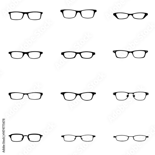 Sunglass icon set silhouette vector on white background. Sunglasses icons collection. Set of different sunglasses both in filled and outline style.