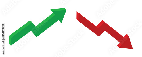 up and down arrows in 3d style. Vector illustration