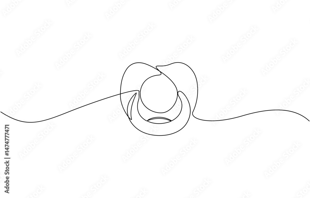 Baby pacifier in continuous one line art style. Simple vector illustration, One line continuous of baby pacifier. Minimalist style vector illustration in white background. Baby pacifier in continuous one line art style. Simple vector illustration, One line continuous of baby pacifier. Minimalist style vector illustration in white background.