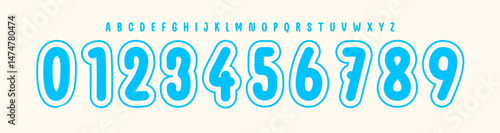 Playful Bubble Outline Number Font, Fun Rounded Alphabet for kids books, cartoons letters for birthday card, hoodie or jersey logo of sports teams. Perfect for happy visuals. Vector Illustration.