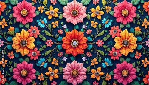 Wallpaper Mural Intricate floral textile design, repeating motif , ornate, elegant, modern Torontodigital.ca