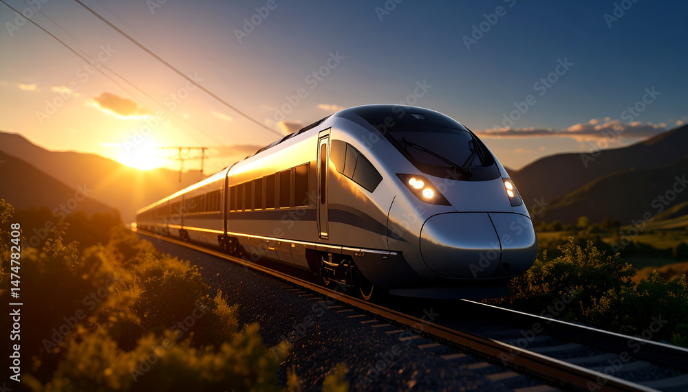 Naklejka premium train on the railway