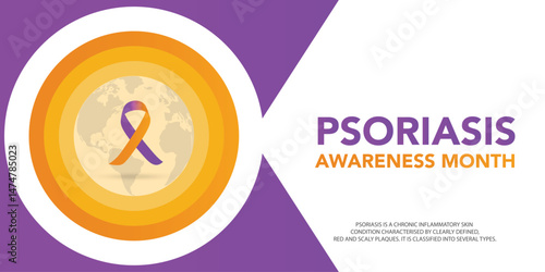 Psoriasis awareness month. National psoriasis awareness month of august. Vector template for banner, greeting card, poster with background. Vector illustration.