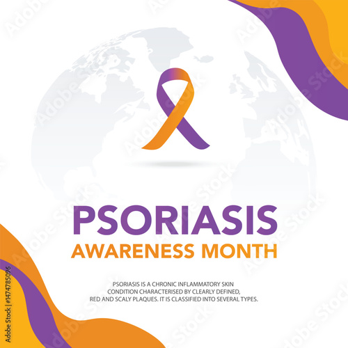 Psoriasis awareness month. National psoriasis awareness month of august. Vector template for banner, greeting card, poster with background. Vector illustration.