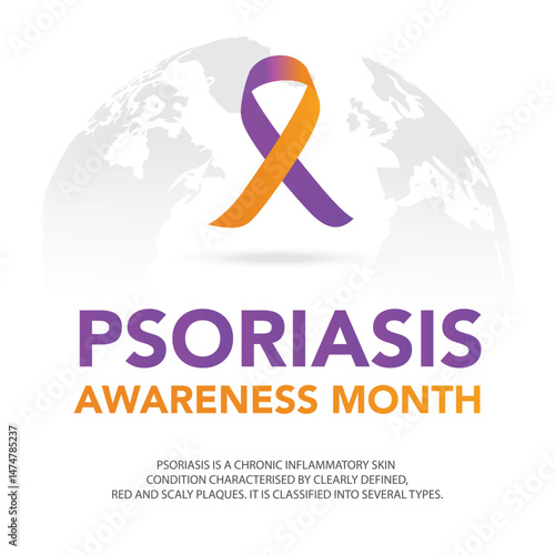 Psoriasis awareness month. National psoriasis awareness month of august. Vector template for banner, greeting card, poster with background. Vector illustration.