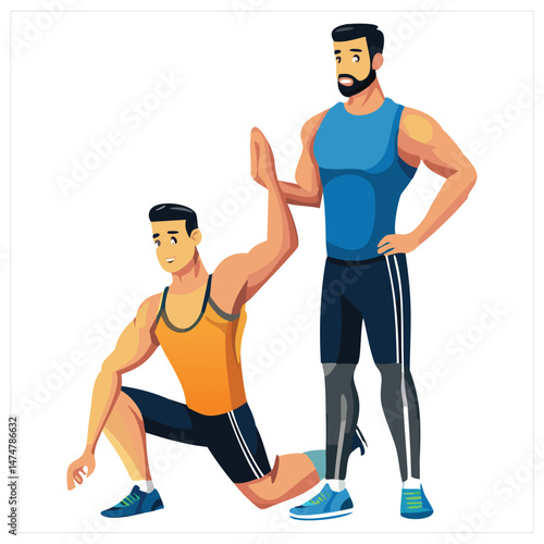 Trainer Assisting Workout Vector