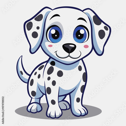 Cute dalmatian puppy white background