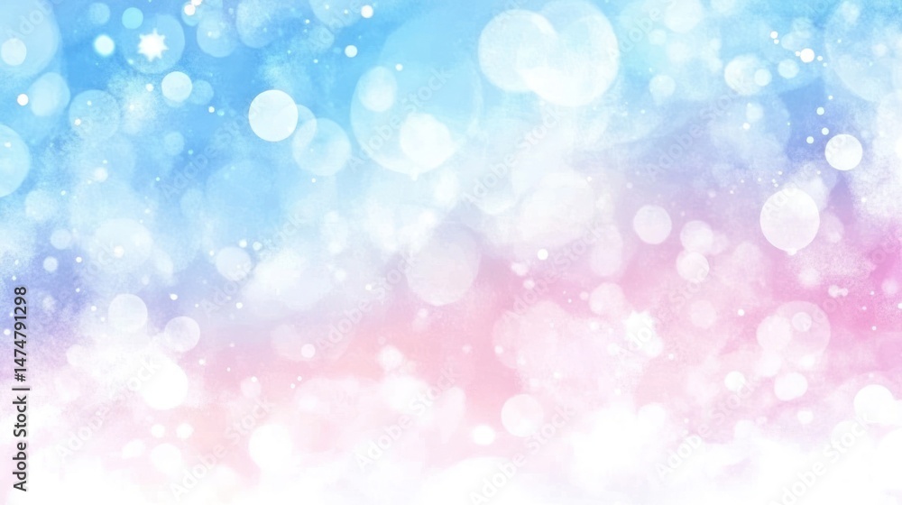 Fototapeta premium Dreamy Pastel Bokeh Background: A Serene Watercolor Sky