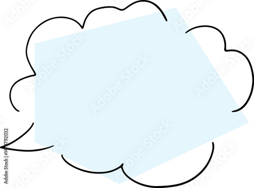 balloon thought cloud hand drawn broken black outlines with a polygonal light blue fill carelessly placed