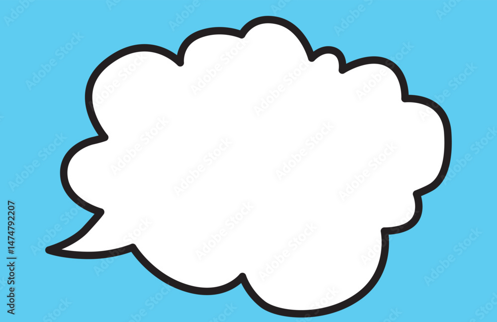 balloon thought cloud with a solid thick black outline with a bright blue background balloon thought cloud with a solid thick black outline with a bright blue background