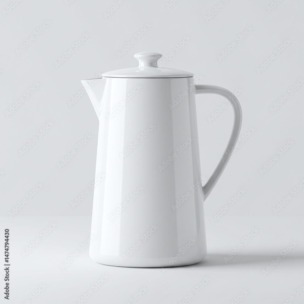 Fototapeta premium White Ceramic Coffee Pot On Clean Background