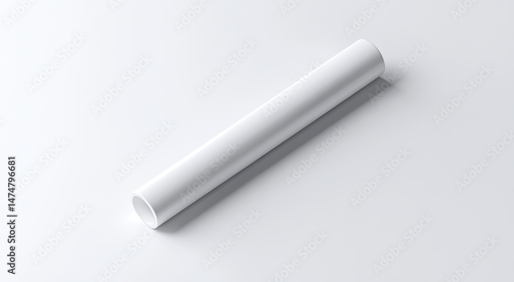 Smooth, cylindrical white tube on white background Smooth, cylindrical white tube on white background