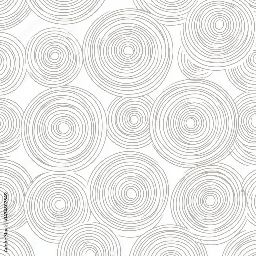 Seamless pattern of concentric circles, light gray lines on white background. Circles layered, creating depth and texture, simple design Seamless pattern of concentric circles, light gray lines on white background. Circles layered, creating depth and texture, simple design