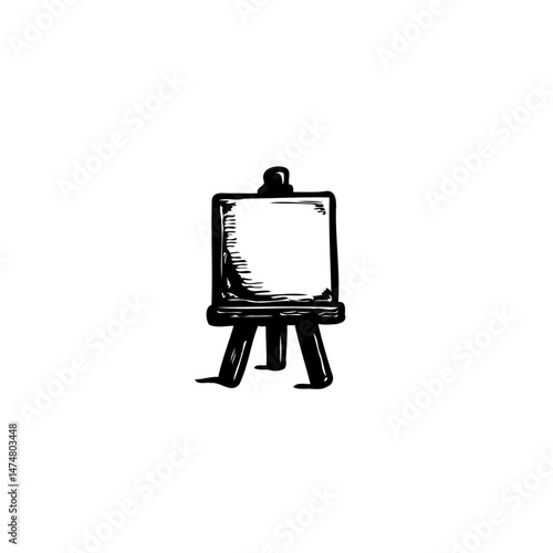 Simple easel drawing illustration creating artistic representation canvas