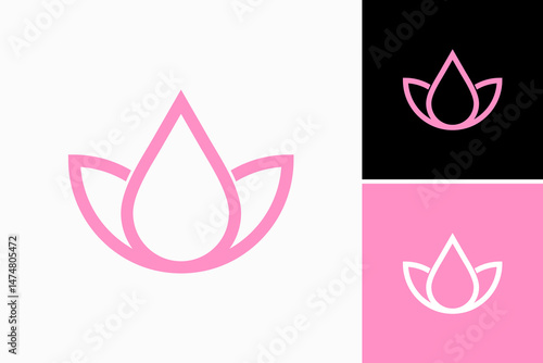 Lotus Water Drop Vector Logo Premium 
