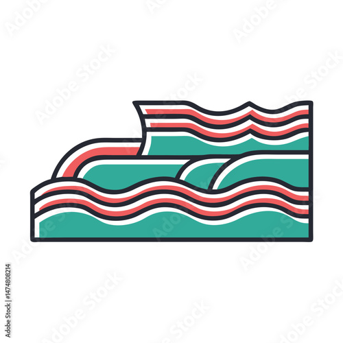 Vector illustration of a stylized layered rock or sediment structure, representing geological formations and earth science concepts.
