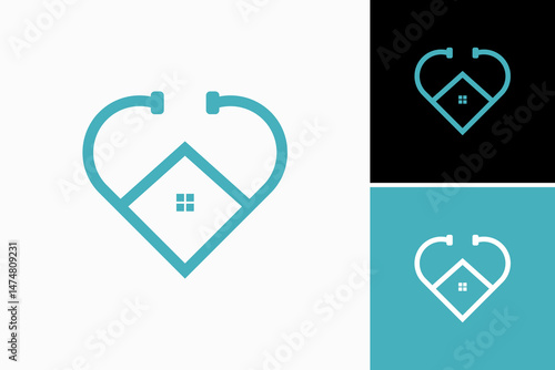 Home Stethoscope Vector Logo Premium 