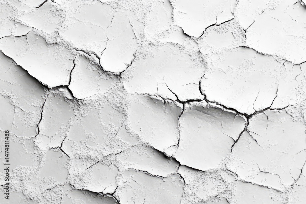 Cracked white powder surface texture. Detailed close-up view of numerous deep fissures in a dry, light-colored powder Cracked white powder surface texture. Detailed close-up view of numerous deep fissures in a dry, light-colored powder