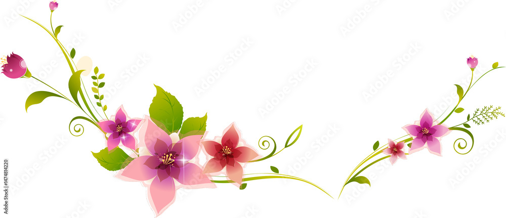 Fototapeta premium Horizontal Floral Swirl Design Element