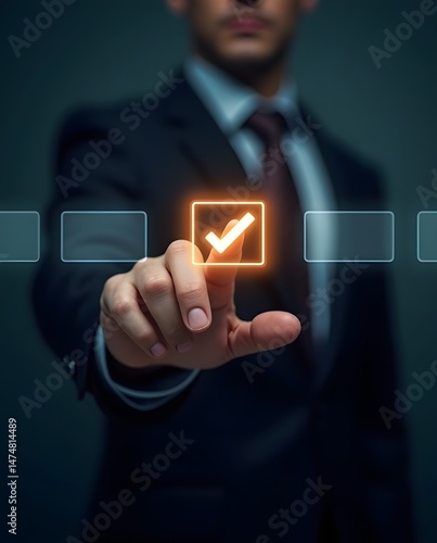 Touchscreen UI Showing Task Completion and Highlight