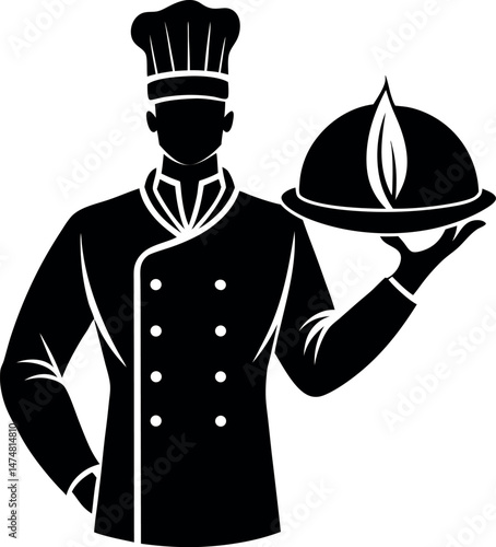 waiter with tray and cutlery