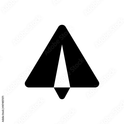 Illustration of a stylized paper airplane with black outline and white center on a white background plane