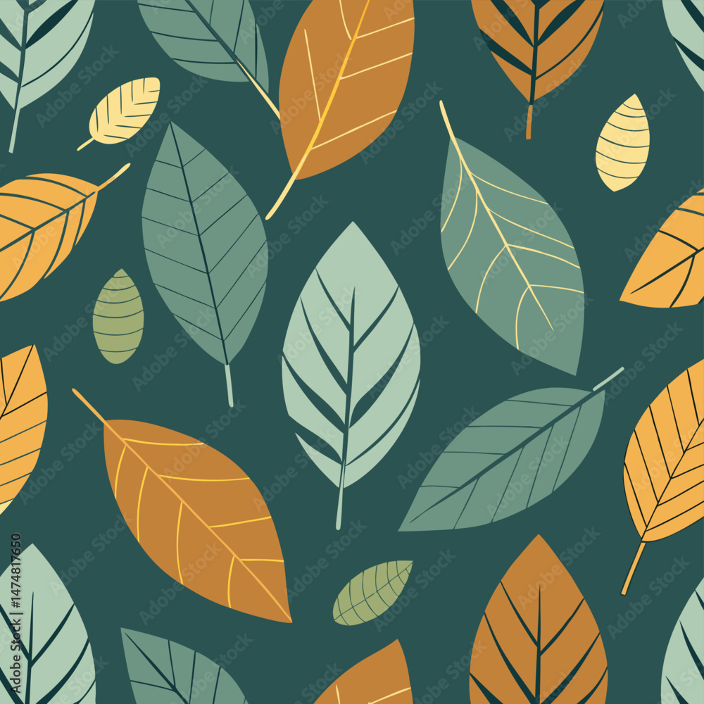 Fototapeta premium seamless background with leaves, seamless floral pattern, seamless pattern with leaves, 