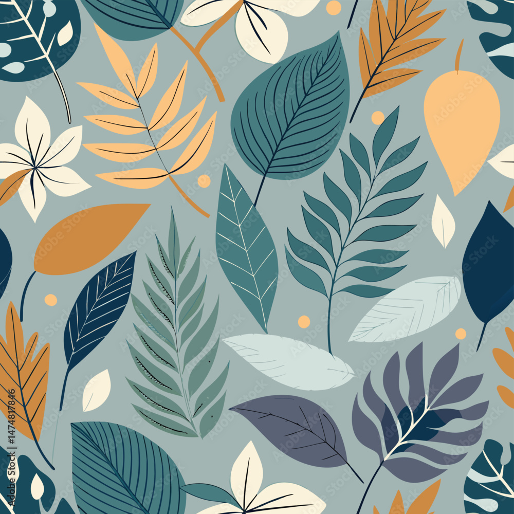 Fototapeta premium seamless background with leaves, seamless floral pattern, seamless pattern with leaves, 