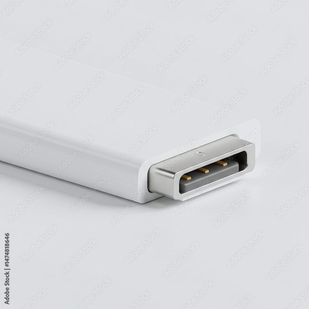 White USB adapter with port mockup White USB adapter with port mockup