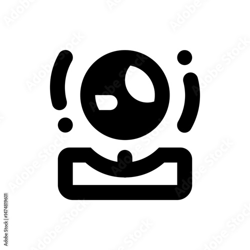 Illustration of a black and white diving helmet with exclamation points on both sides of the helmet