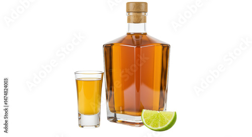 Obraz na płótnie Isolated Tequila Bottle with Lime