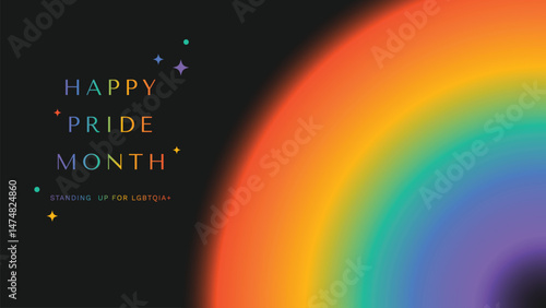 Happy Pride month background vector. LGBTQ community symbol with rainbow, pride flag, sparkle. Design for celebration, bisexual, transgender, gender equality, rights, ads.