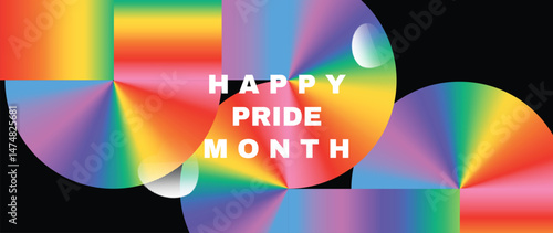 Happy Pride month background vector. LGBTQ community symbol with rainbow, pride flag, sparkle. Design for celebration, bisexual, transgender, gender equality, rights, ads.