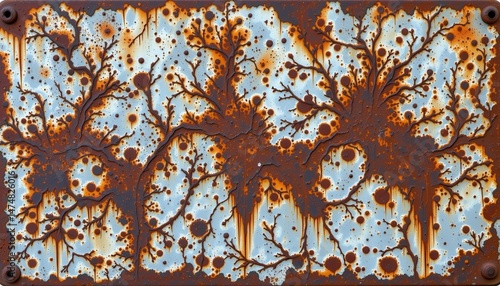 a canvas of weathered iron, where intricate patterns of corrosion, like miniature brushstrokes by nature herself, had deepened over time.