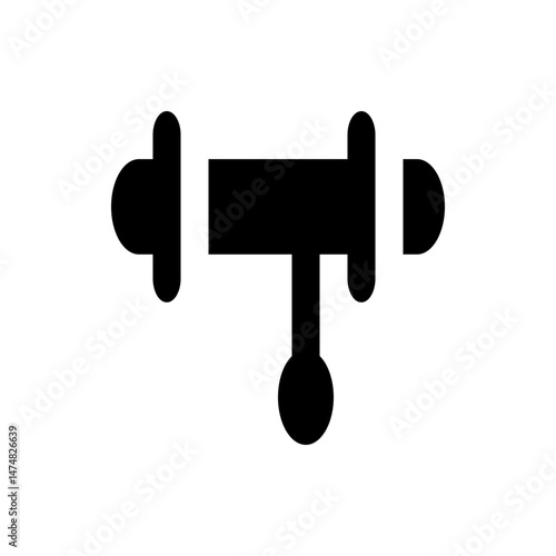 Illustration of a black clamp with a t handle and rounded ends on a white background showing detail